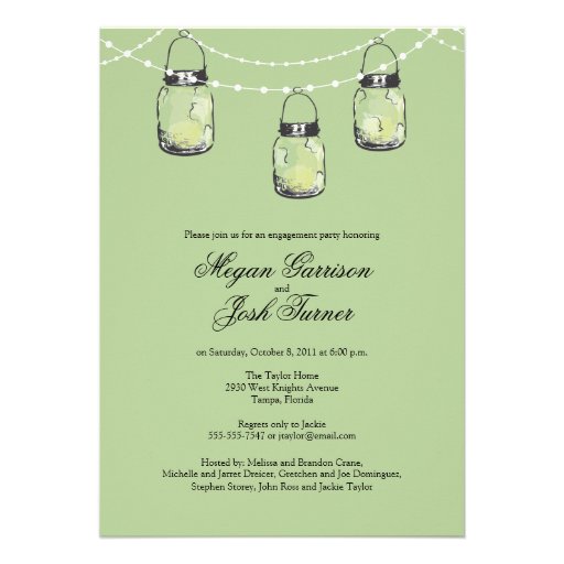 3 Hanging Mason Jars - Engagement Party Personalized Invite
