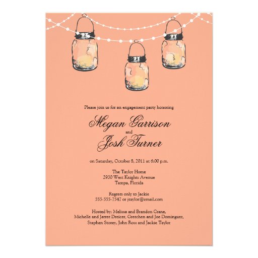 3 Hanging Mason Jars - Engagement Party Invites
