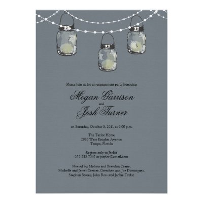 3 Hanging Mason Jars - Engagement Party Invites