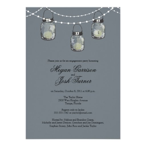 3 Hanging Mason Jars - Engagement Party Invites (front side)