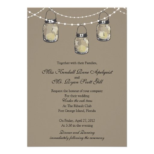 3 Hanging Mason Jars - Wedding Custom Announcements