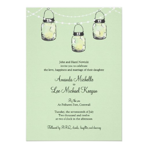 3 Hanging Mason Jars Wedding Invites