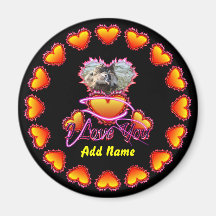 3 Hearts I Love You neon sign Fridge Magnets