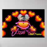 3 Hearts I Love You neon sign Poster