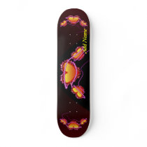3 Hearts with angel wings and neon sign. Skate Board Deck