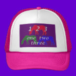 3 horses in 3 horse colors on dark purple backgrou hats