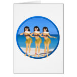 3 Hulas on beach Greeting Card