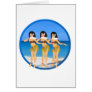 3 Hulas on beach Greeting Card