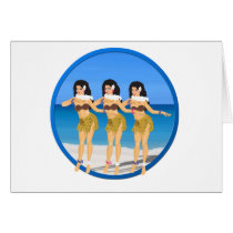 3 Hulas on beach cards