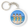 3 Hulas on beach Keychains