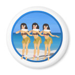 3 Hulas on beach Fridge Magnet