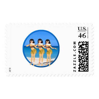 3 Hulas on beach Postage Stamps by frengi