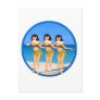 3 Hulas on beach Postcard