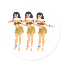 3 Hulas Round Sticker