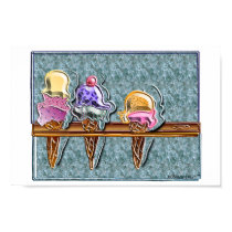 3 ice cream cones 1 posters