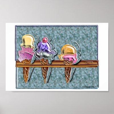 3 ice cream cones 1 poster by studioak