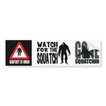3-in-1 mini Bumper Stickers! Squatch or Bigfoot