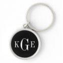 3 initial monogram black white groomsmen key fob keychain
