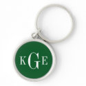 3 initial monogram green white groomsmen key fob keychain