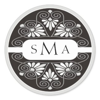 3 Initials Monogram stickers:Black And Silver sticker