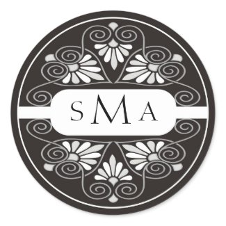 3 Initials Monogram stickers:Black And White sticker