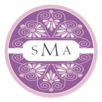3 Initials Monogram stickers: Pink And Purple sticker