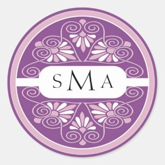 3 Initials Monogram stickers: Pink And Purple