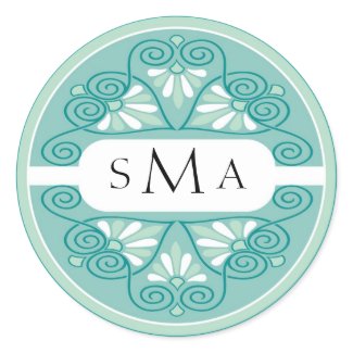 3 Initials Monogram stickers: Teal sticker