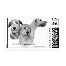3 Irish Wolfhound heads Stamp