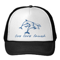 3 jumping dolphins, live, love laugh! hats