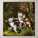 3 Kittens Playing in the Garden Posters