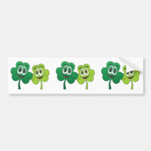 3 Leaf Clover Pair Cartoon Bumper Sticker