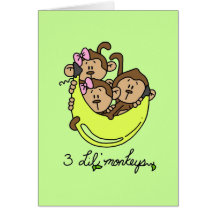 3 Li'l Monkeys Tshirts and Gifts Greeting Card
