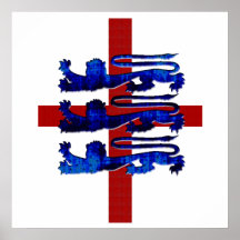 3 lions England St George's flag gifts Poster