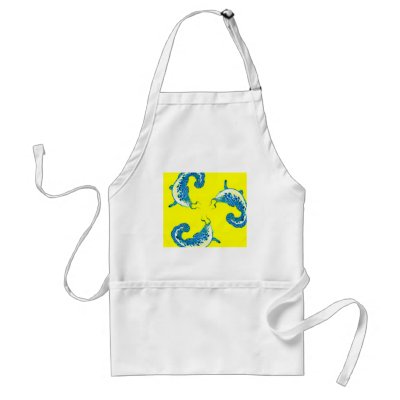 3 Lucky Blue Fish #2 Aprons by YonnisWackyWorkshop