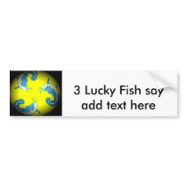 3 Lucky Blue Fish bumper stickers
