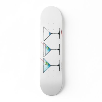 3 Martini Custom Skate Board by lucidimages