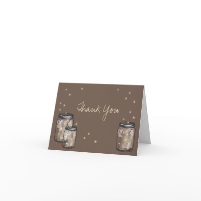 3 Mason Jars filled with Fireflies Card
