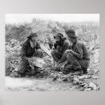 3 MEN and DOG PANNING for GOLD c. 1889 Print