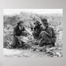 3 MEN and DOG PANNING for GOLD c. 1889 Print