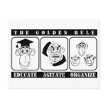 3 monkeys educate agitate organize post card