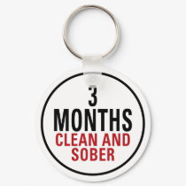 3 Months Clean and Sober keychains