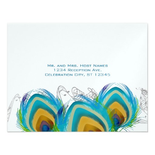 3 Musical Peacock Feathers RSVP Postcard Custom Announcements
