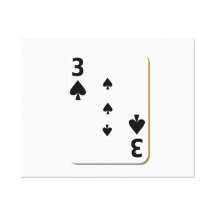 3 of Spades Playing Card Stretched Canvas Print