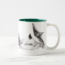 3 Orcas Playing Two-Toned Mug by acspugetsound 3 Orcas Playing Two-Toned Mug
