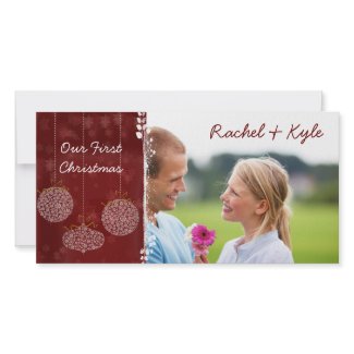 3 Ornaments Our First Christmas Your Photo photocard