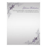 #3 Ornate Purple Silver Floral Swirls Letterhead letterhead