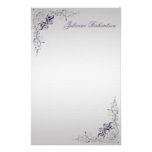 #3 Ornate Purple Silver Floral Swirls Stationery stationery