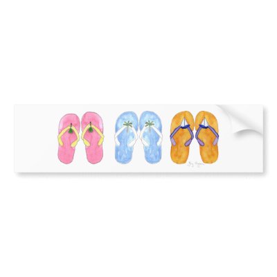 3 Pairs of Flip-Flops Bumper Stickers by ginyhogan