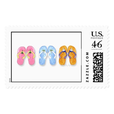 3 Pairs of Flip-Flops Custom Postage by ginyhogan